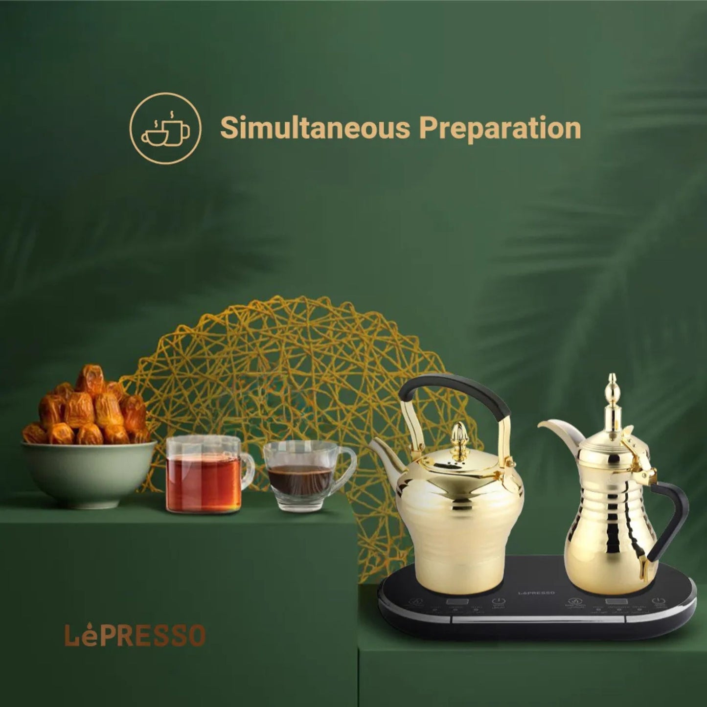 LePresso 2 in 1  Dallah Arabic Coffee & Tea Maker-1600W