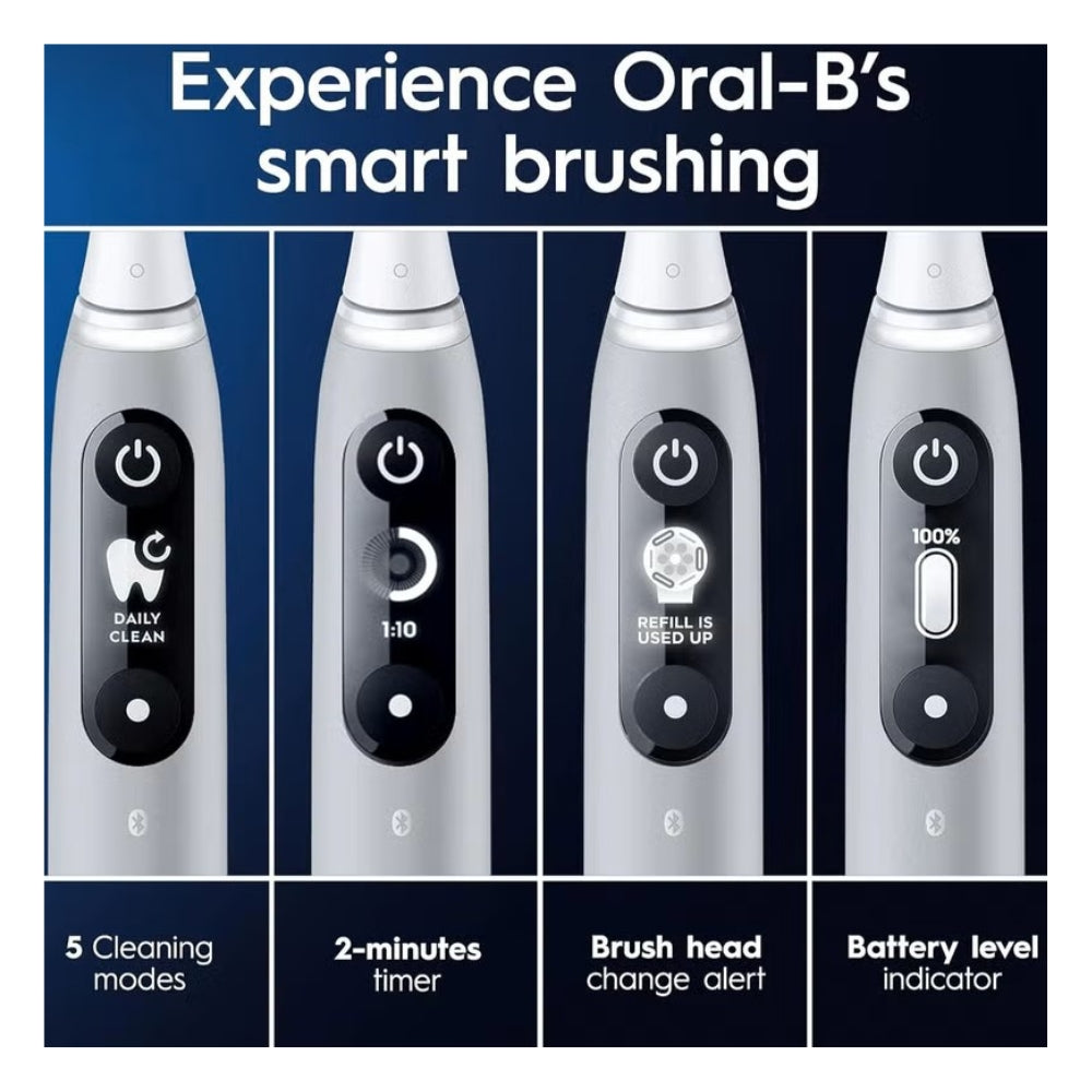 فرشاة أسنان كهربائية Oral-B iO Series 6N مزوّدة بتقنية الذكاء الاصطناعي – أبيض