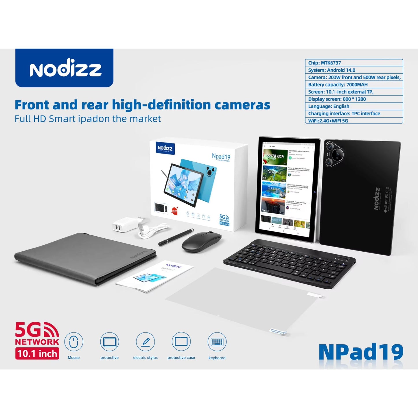 Nodizz Npad 19 Smart Tablet 10.1Inch 12/512GB-Purple