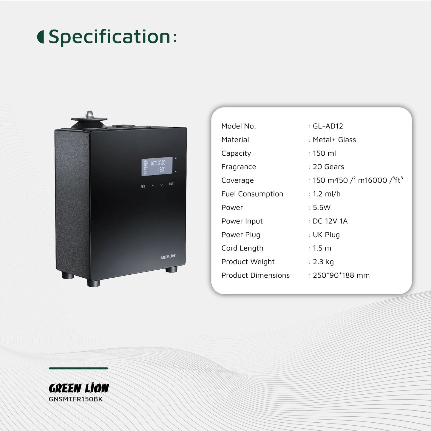 Smart Scent Pro Fragrance Diffuser 150ml-Green Lion