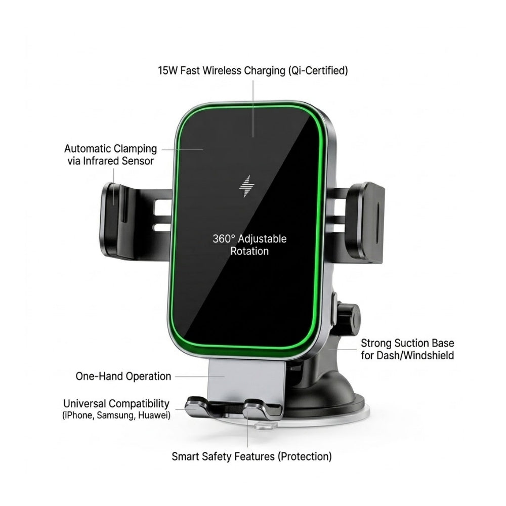 WIWU Freelander Wireless Charging Car Mount 15W