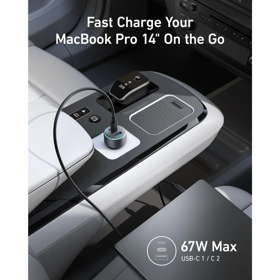 67W Triple-Port Car Charger With USB-C Cable-Anker