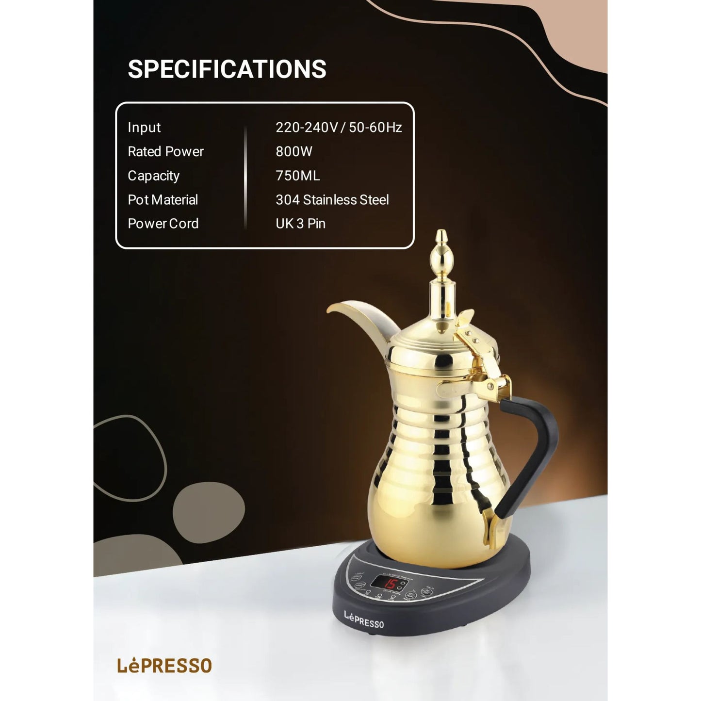 LePresso Dallah Arabic Coffee & Tea Kettle 750mL