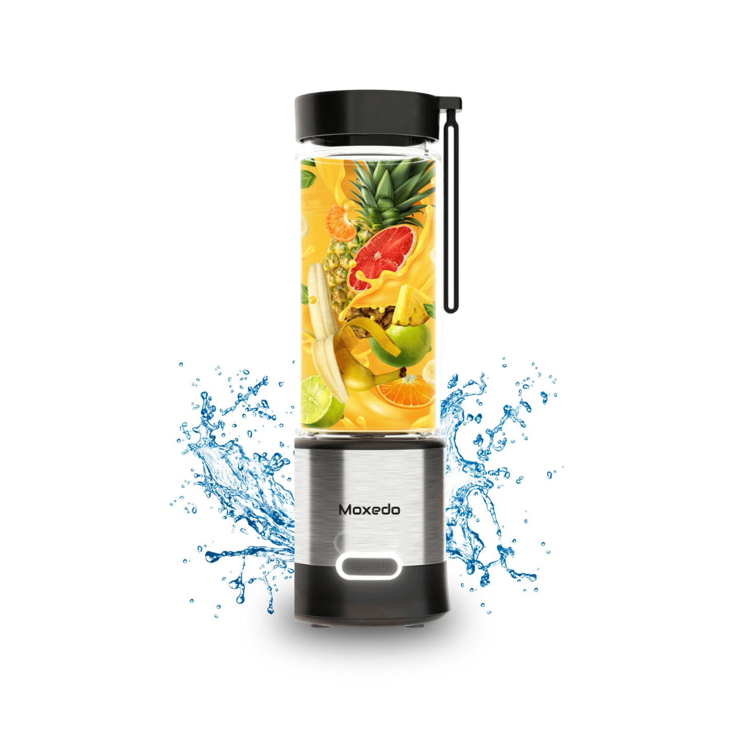 خلاط عصير محمول Moxedo Frutiva قابل للشحن عبر USB – صانع سموثي صغير بقوة 16500 دورة/دقيقة