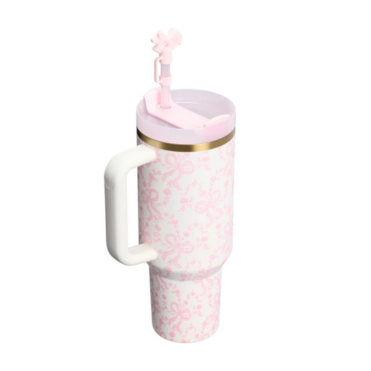 Stanley Holiday Quencher H20 FlowState Tumbler 40oz- Coquette Bow Chantilly