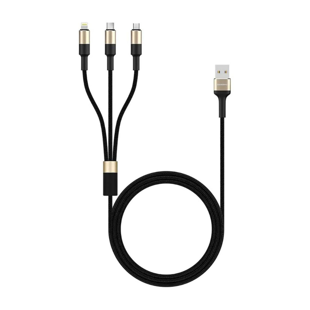 Nylon Braided Cable 3 In 1 - Rock Rose Nylon Braided Cable 3 In 1 - Rock Rose