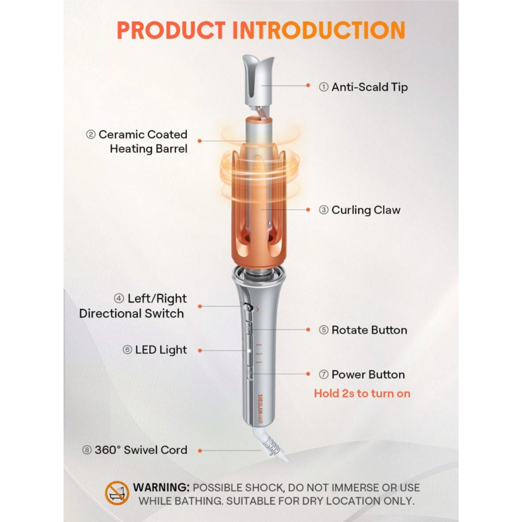 Sheglam Automatic Curling Iron-Fast Heat & Dual Rotation Sheglam Automatic Curling Iron-Fast Heat & Dual Rotation
