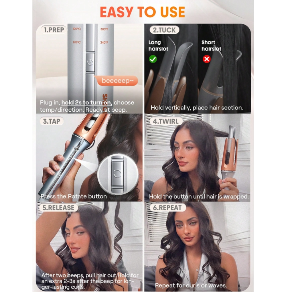 Sheglam Automatic Curling Iron-Fast Heat & Dual Rotation Sheglam Automatic Curling Iron-Fast Heat & Dual Rotation