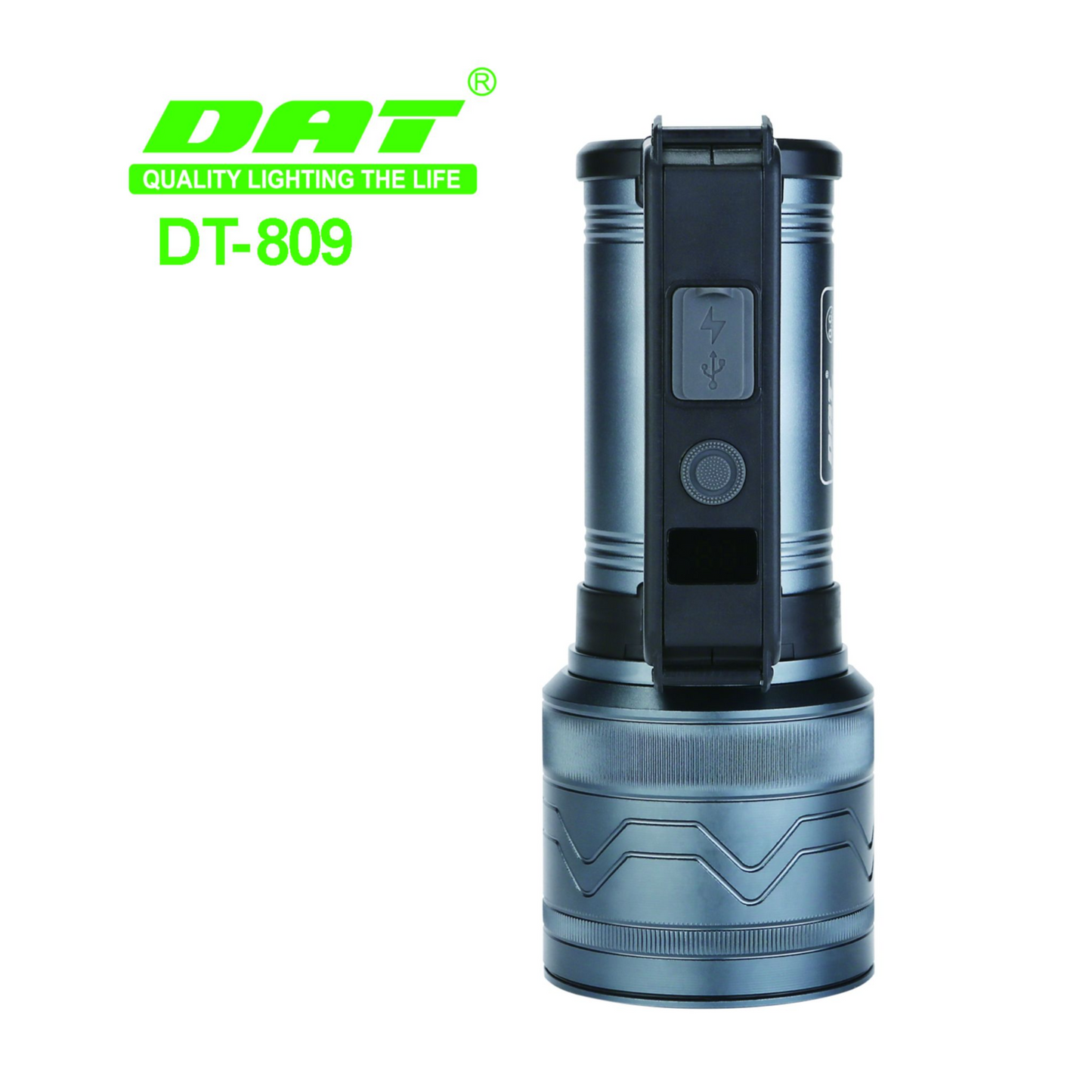 DAT 80W Rechargeable Emergency Flashlight –Up to 12H Runtime &18650 Lithium Battery