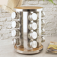 Rotating Spice Rack With Empty Refillable Bottles