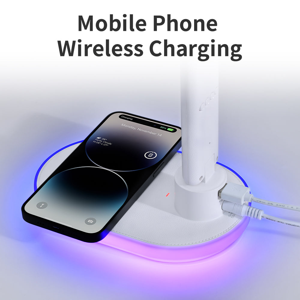 Smart Clock Desk Lamp with Wireless Charger
