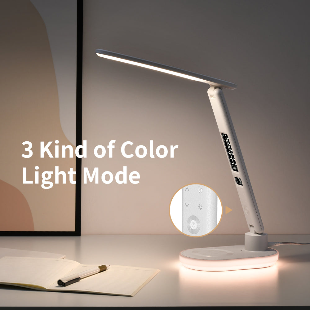 Smart Clock Desk Lamp with Wireless Charger