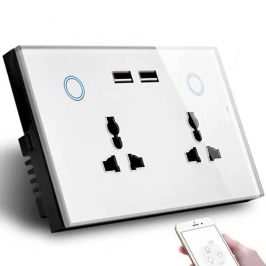Smart Double Socket With Usb Port(White) Smart Double Socket With Usb Port(White)