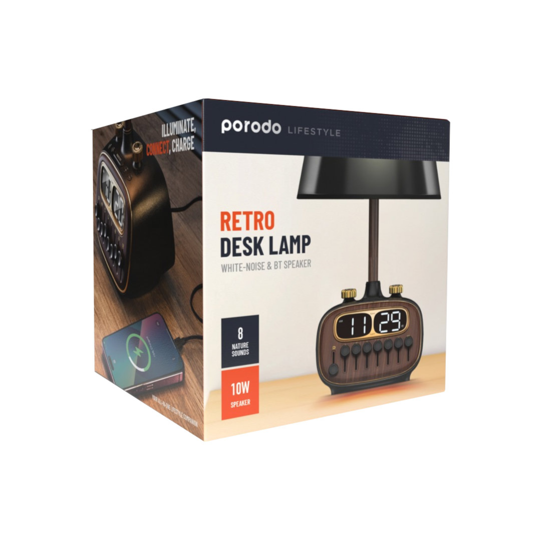 Retro Desk Lamp With Bluetooth Speaker By Porodo
