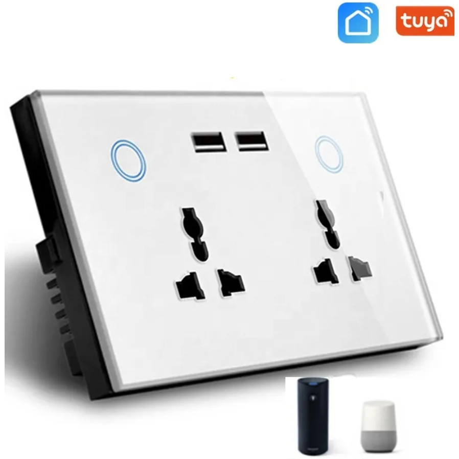 Smart Double Socket With Usb Port(White) Smart Double Socket With Usb Port(White)