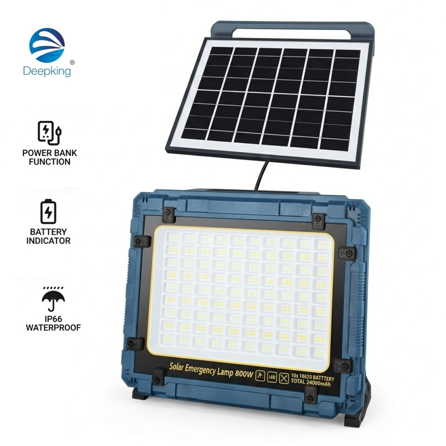 Deepking 800W Solar Emergency Light with Power Bank Function & Solar Panel