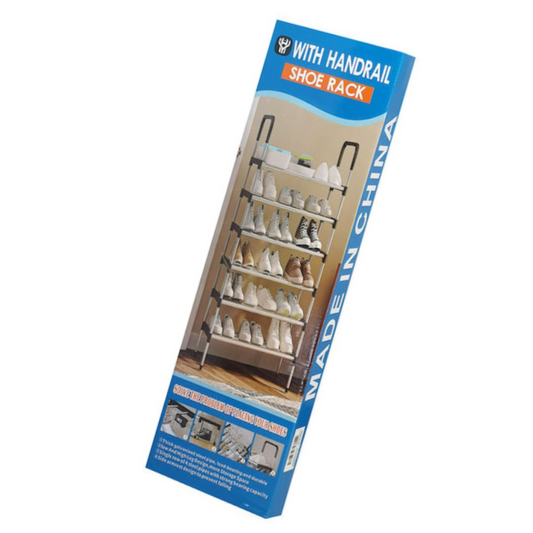 Metal Shoe Organizer With 6 Shelves In Black