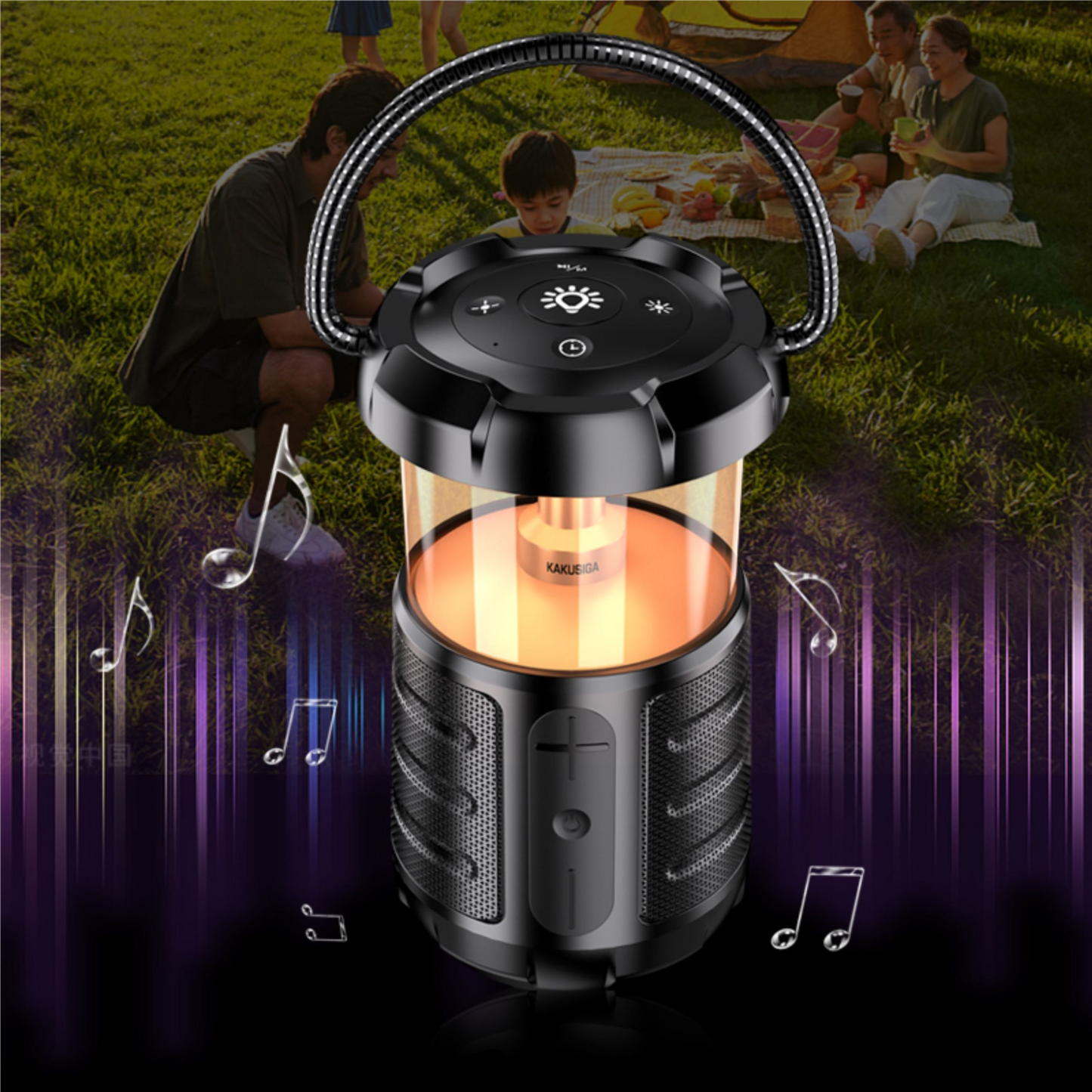 KAKUSIGA Portable LED Camping Lantern Bluetooth Speaker 15W
