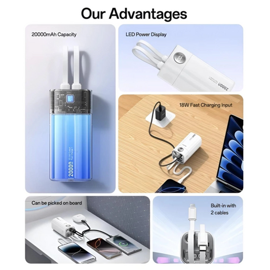 XUNDD PD35W Dual-Cable 20000mAh Power Bank