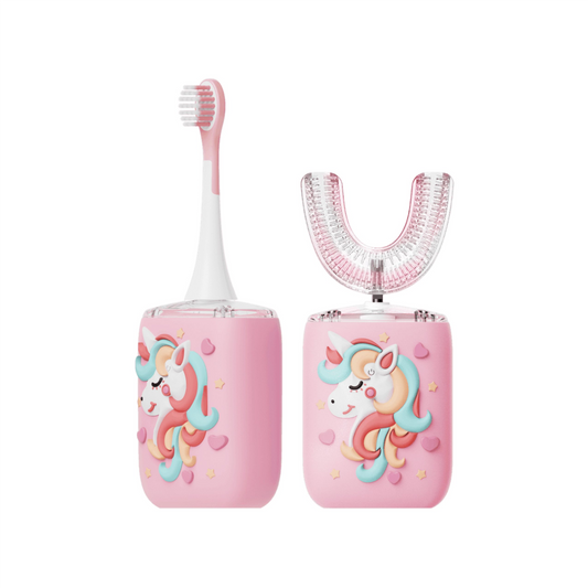 Moxedo Kids 2 In 1 U-Shaped Electric Toothbrush-Pink