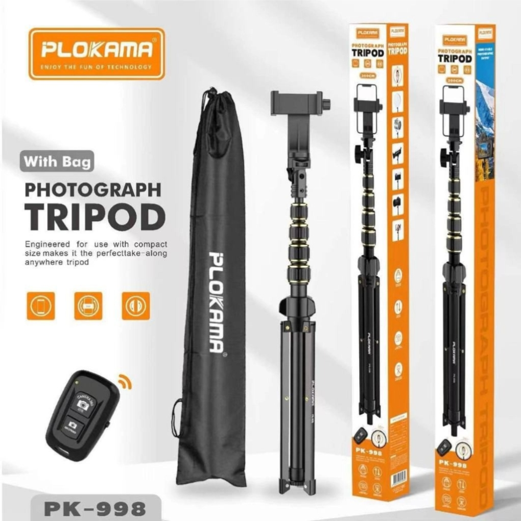 حامل وتصوير سيلفي Plokama PK-998 (200 سم) حامل وتصوير سيلفي Plokama PK-998 (200 سم)
