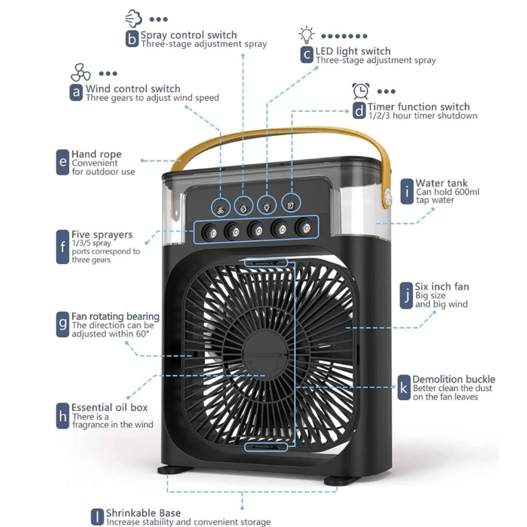 Portable Air Cooler Fan with Spray Mist