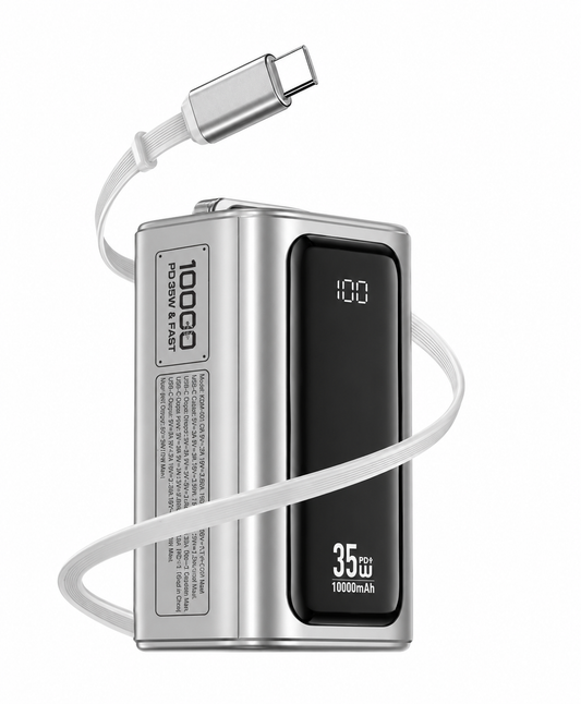 XUNDD PD 35W 10000mAh Power Bank with Built-in USB-C Cable