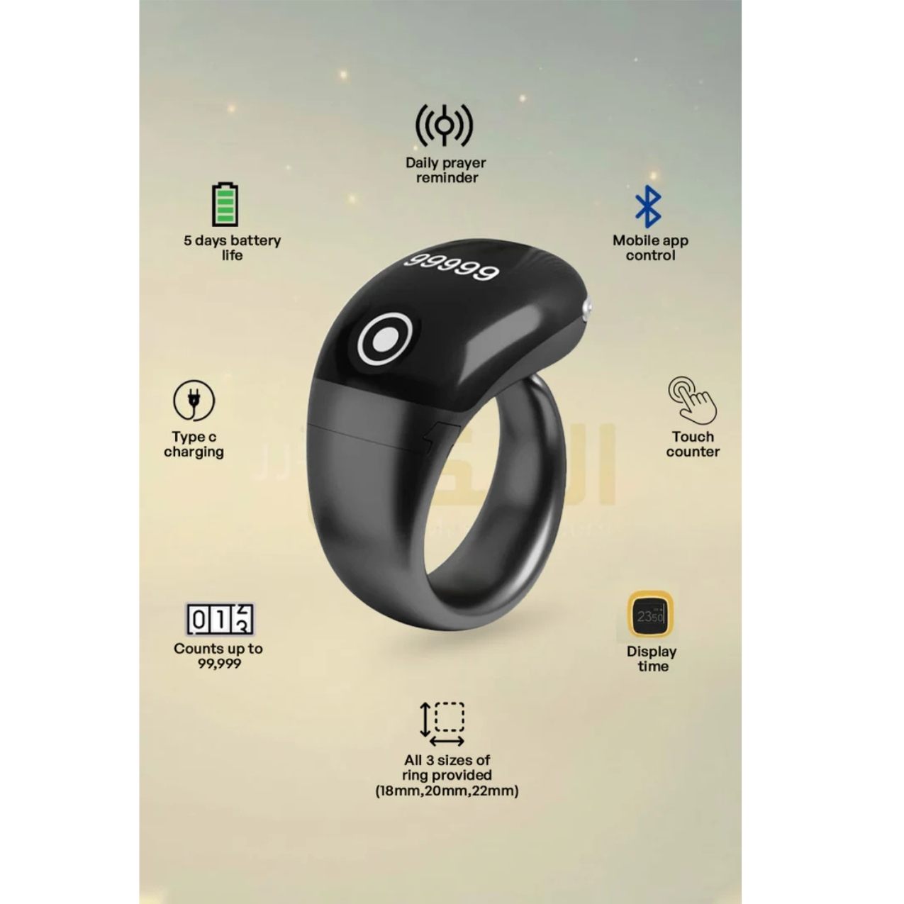 Smart Zikr Ring Digital Tasbih Counter with OLED Display SXH-S7 Smart Zikr Ring Digital Tasbih Counter with OLED Display SXH-S7