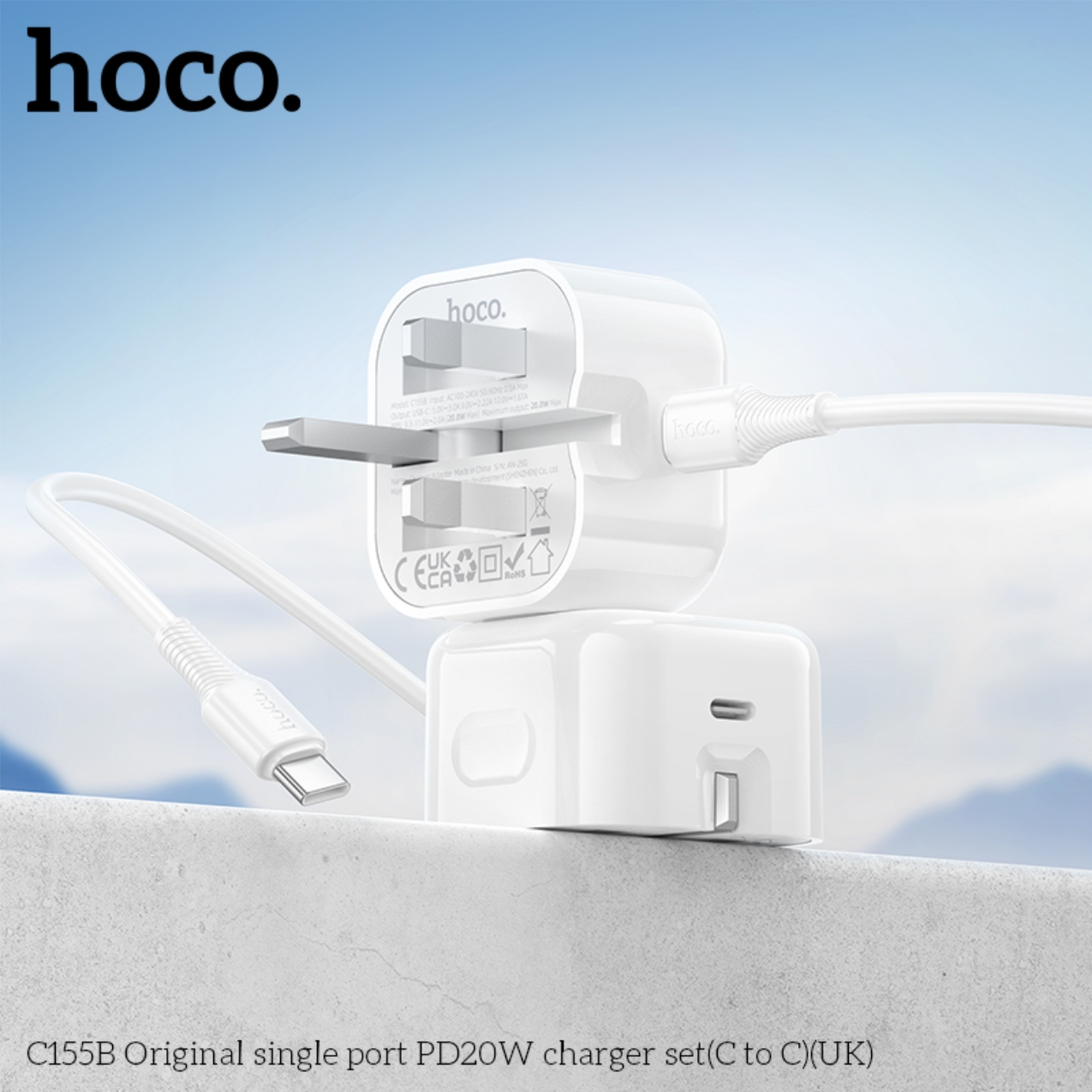 Hoco 20W USB-C Fast Charging Adapter with UK Plug