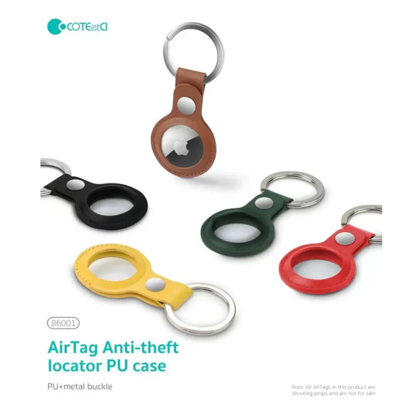 COTECi AirTag Leather Case-Black