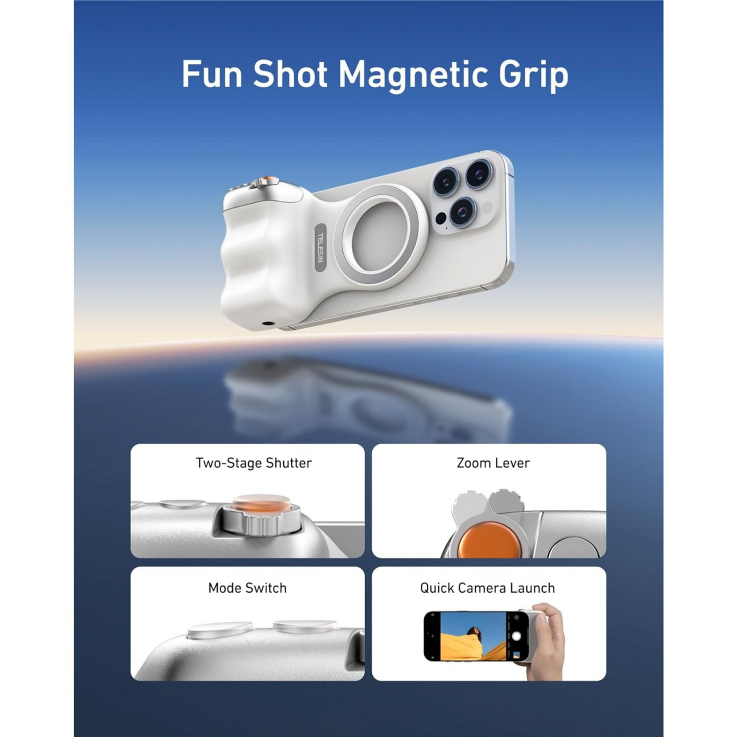 Telesin Fun Shot Magnetic Camera Grip With Wireless Shutter